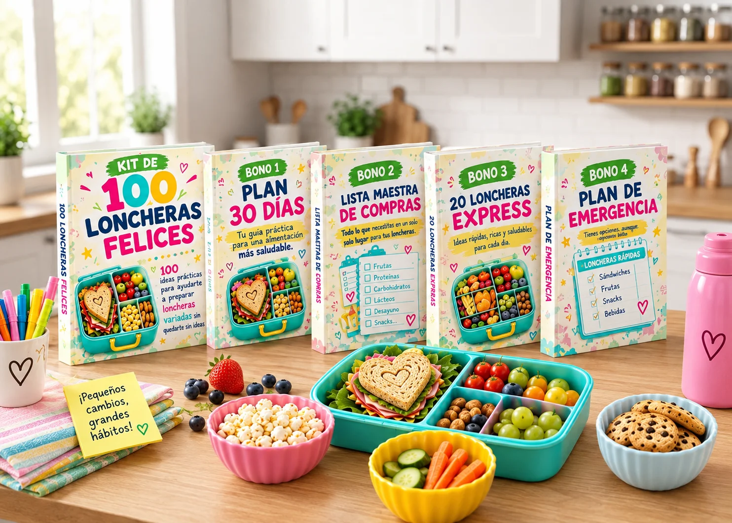 Kit 100 Loncheras Felices: libro digital y 4 bonos